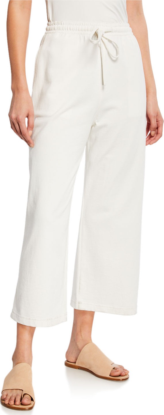 Vince Wide-Leg Cropped Cotton Drawstring Pants