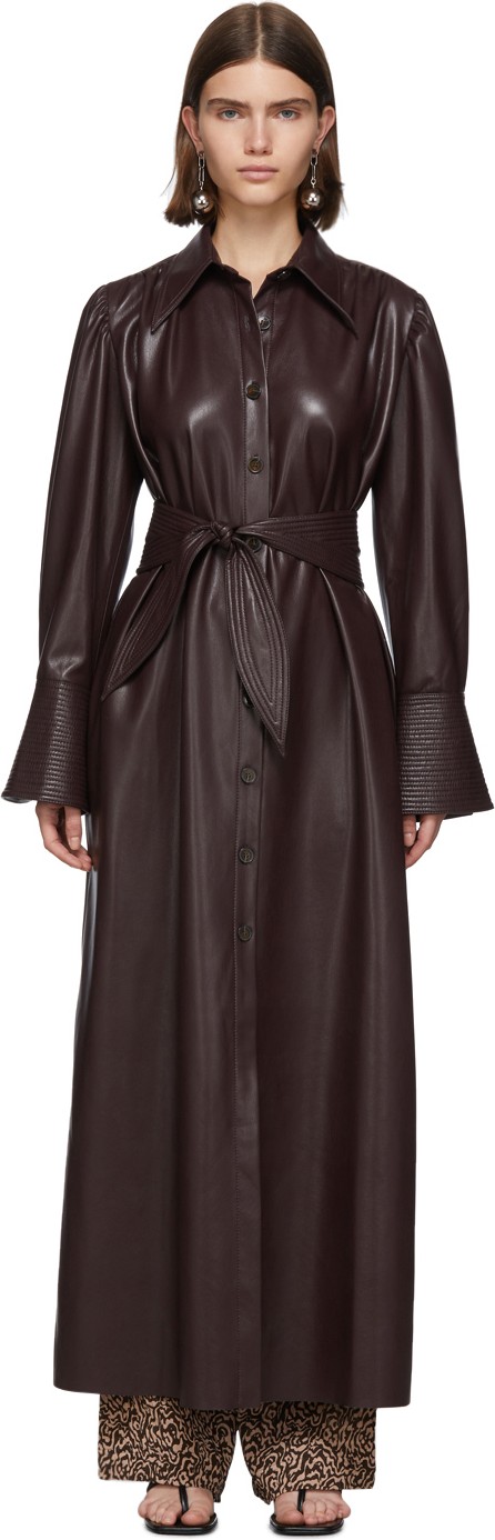 Nanushka Burgundy Vegan Leather Rosana Dress