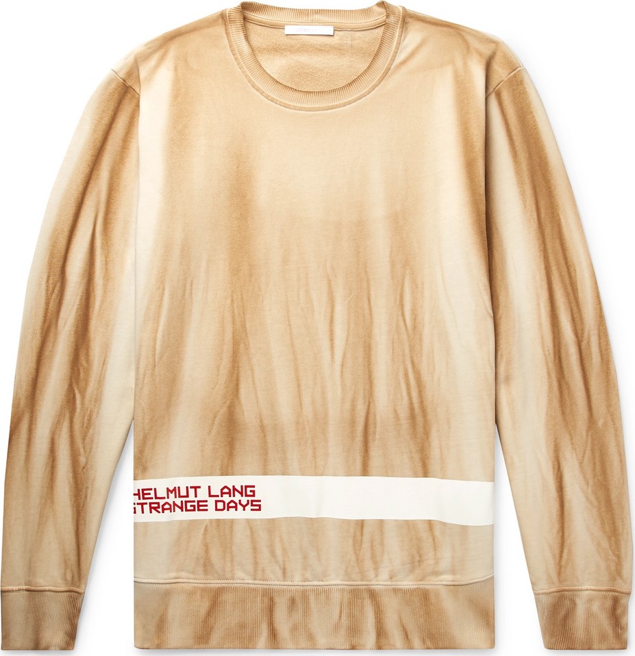 Helmut Lang Logo-Print Tie-Dyed Loopback Cotton Jersey Sweatshirt