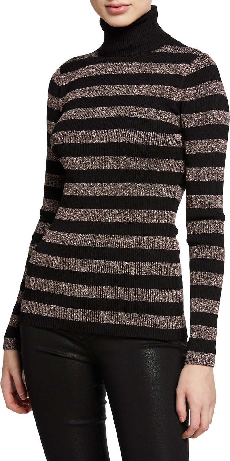 MICHAEL MICHAEL KORS Lurex® Metallic Stripe Long-Sleeve Turtleneck Sweater