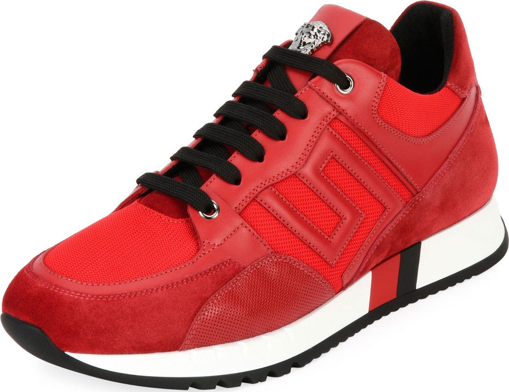 Versace Greek Key Running Shoe, Red