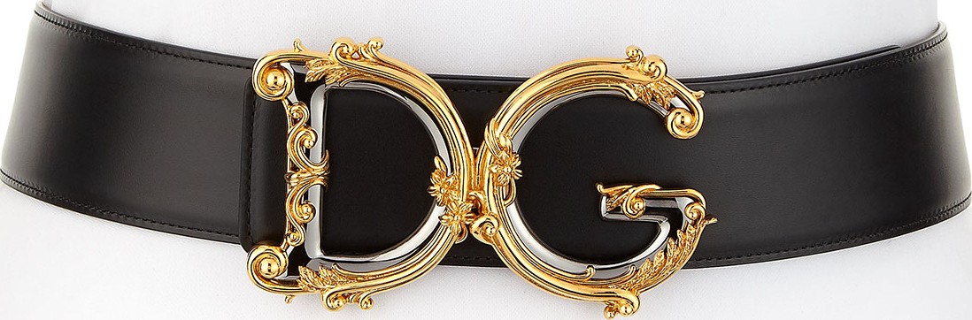 Dolce & Gabbana Baroque Logo Leather Belt