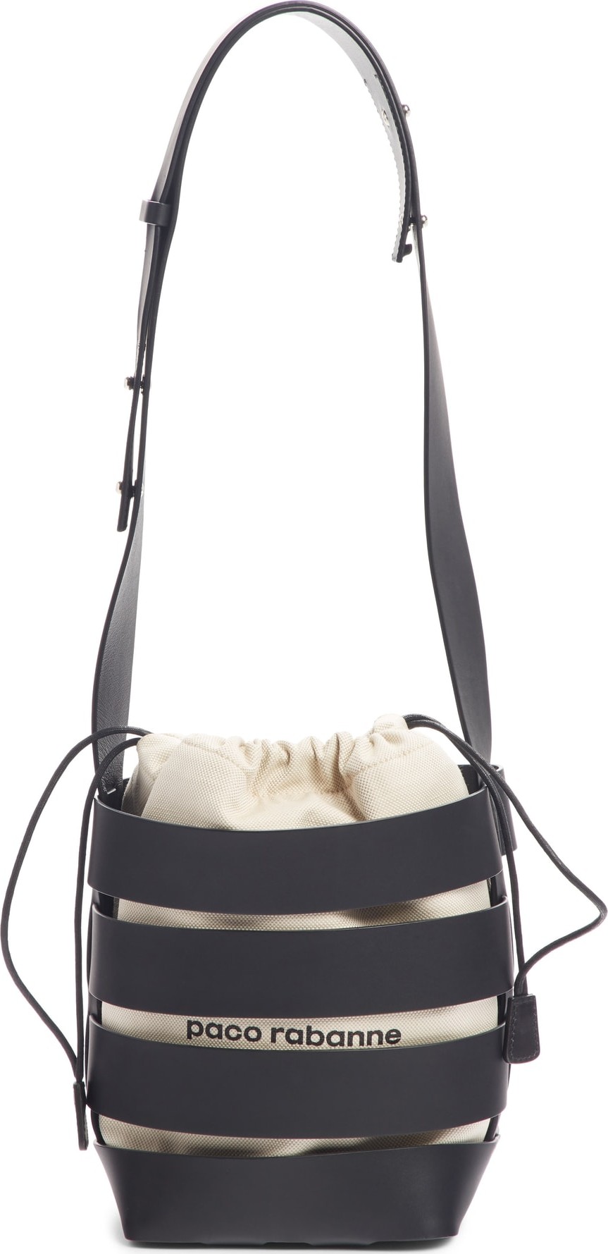 Paco Rabanne Cage Leather & Canvas Hobo