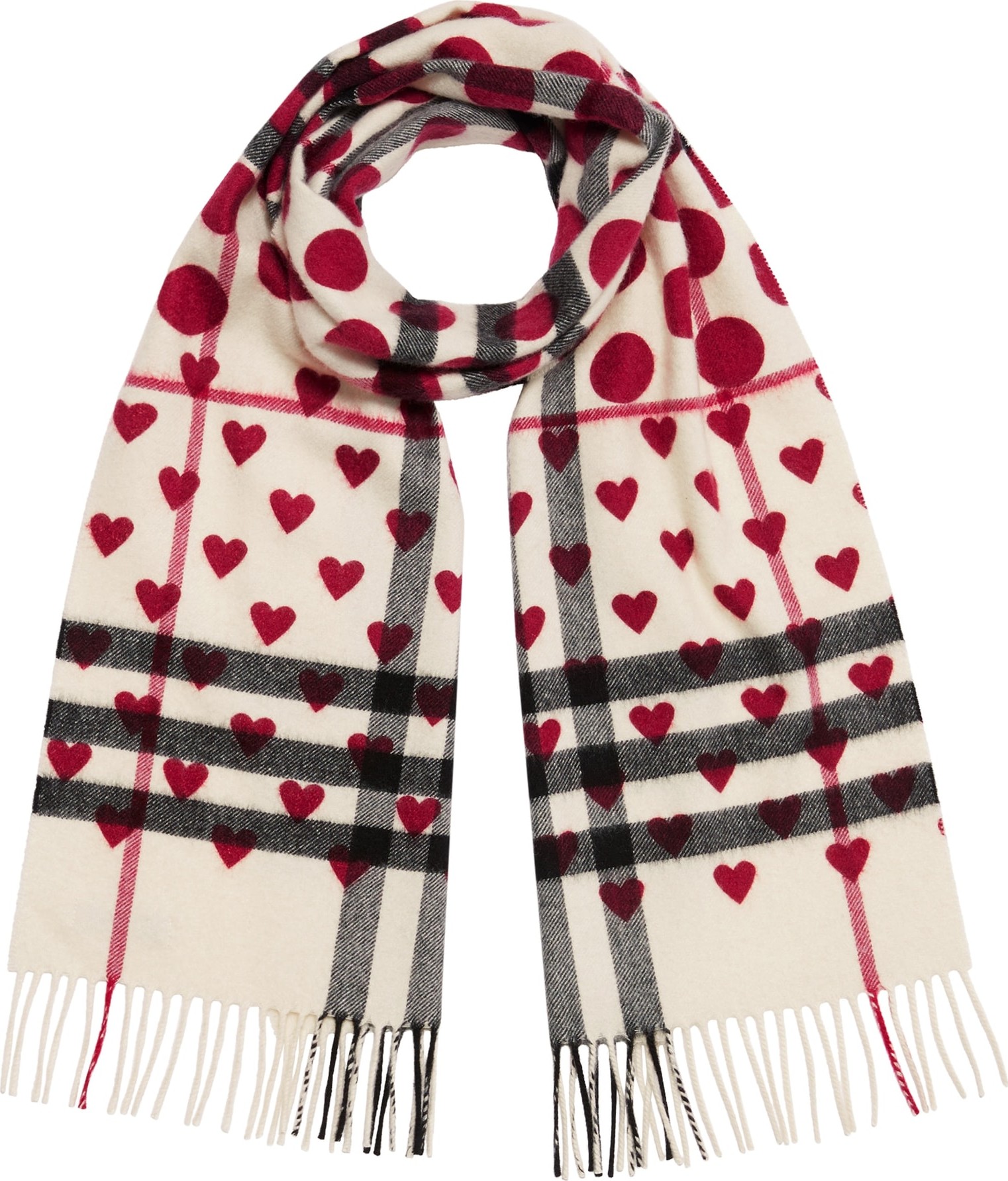 Burberry London England The Classic Heart Check Cashmere Scarf