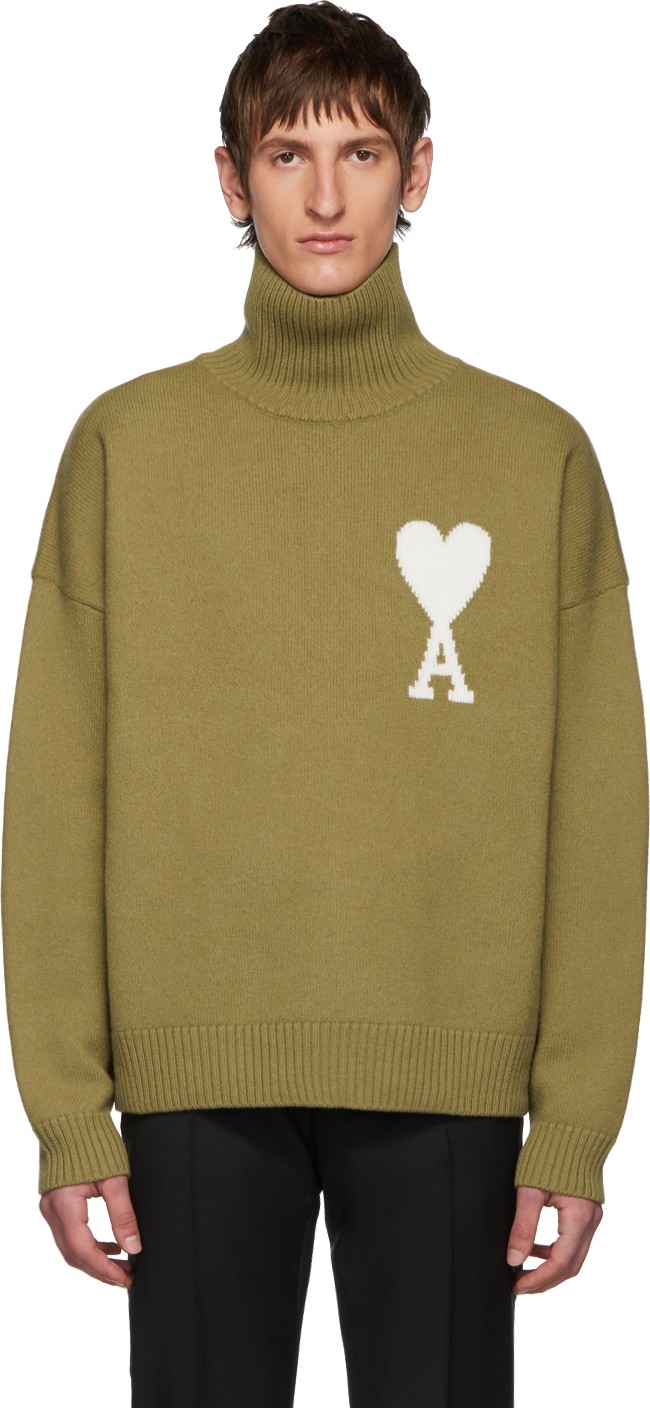 AMI Beige Ami De Coeur Turtleneck