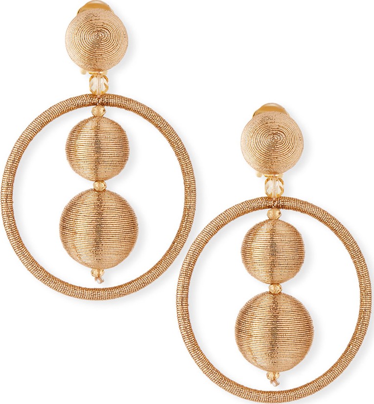 Oscar De La Renta Double Ball & Hoop Clip-On Earrings