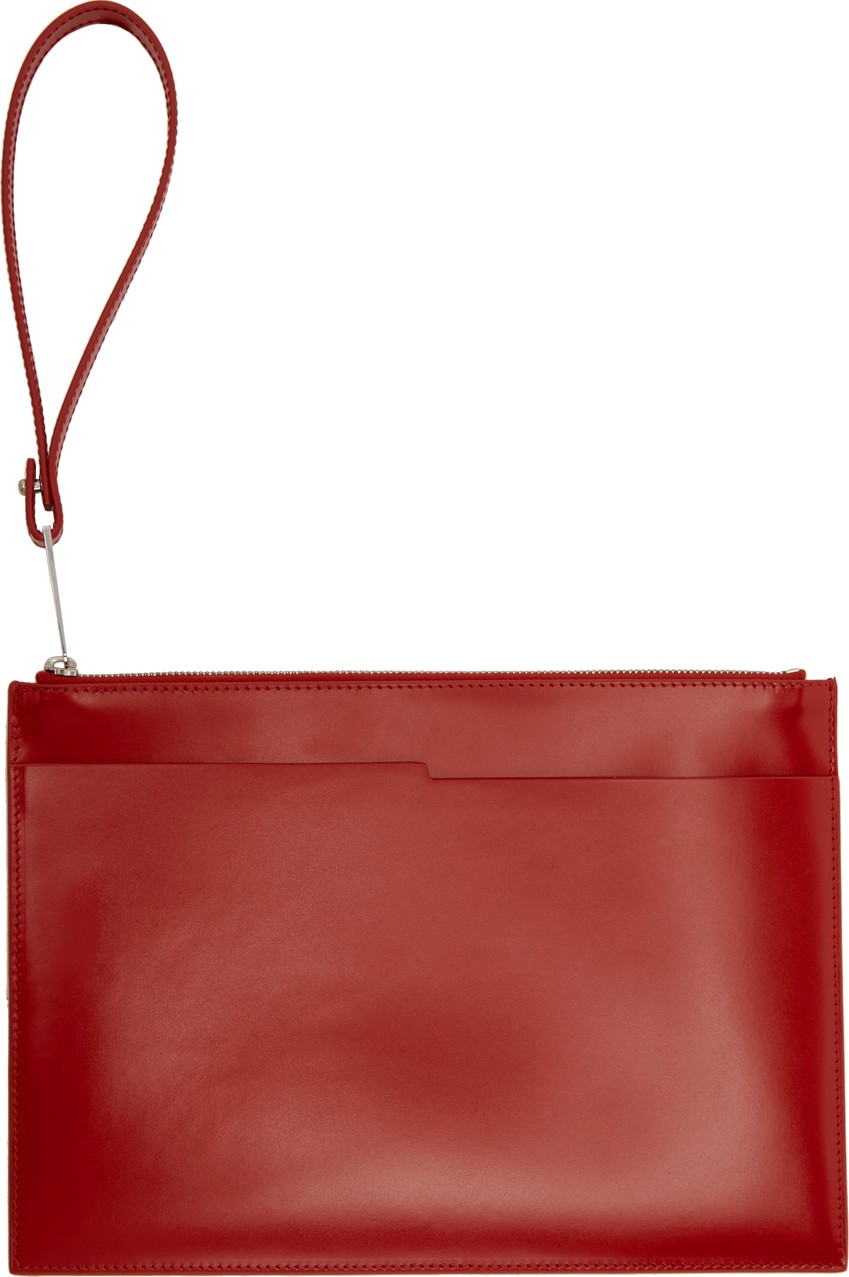 Bottega Veneta Red Spazzolato Large Pouch