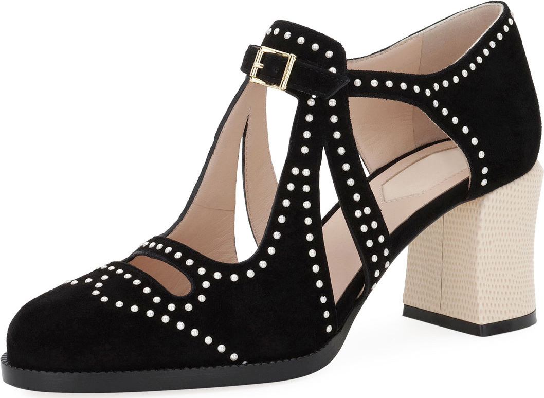 Fendi Chameleon Beaded Suede Pump
