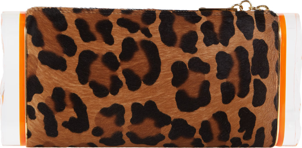 Edie Parker Lara Leopard Calf-Hair Clutch Bag Edie Parker Lara Leopard Calf-Hair Clutch Bag