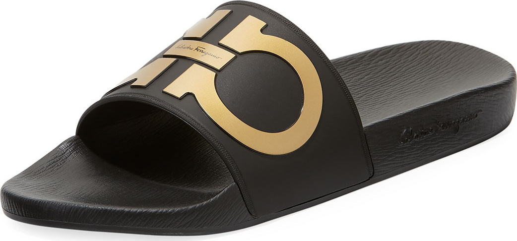 Salvatore Ferragamo Men's Groove Gancini Pool Slide Sandal