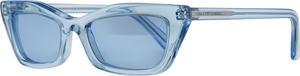Balenciaga Runway Cat-Eye Shiny Sunglasses, Blue