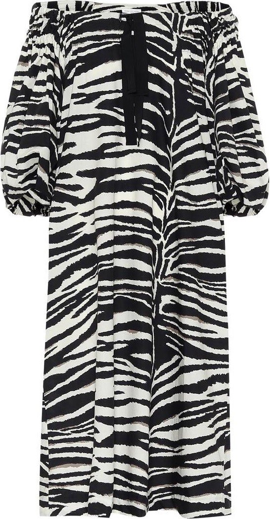 Dries Van Noten Zebra cotton midi dress Dries Van Noten Zebra cotton midi dress