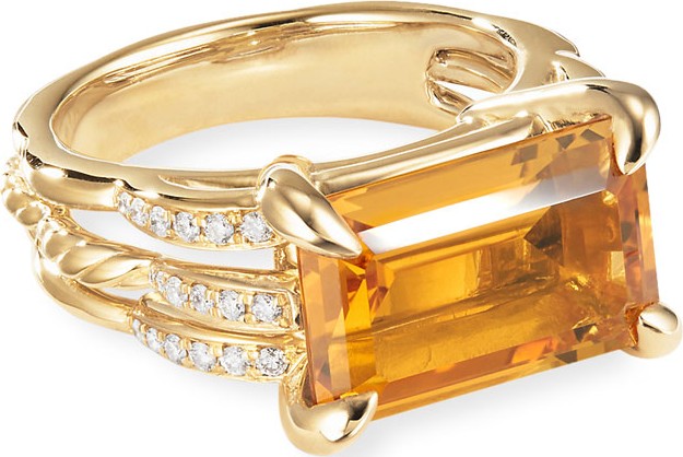 David Yurman Tides 18k Gold Diamond & Citrine Ring, Size 8