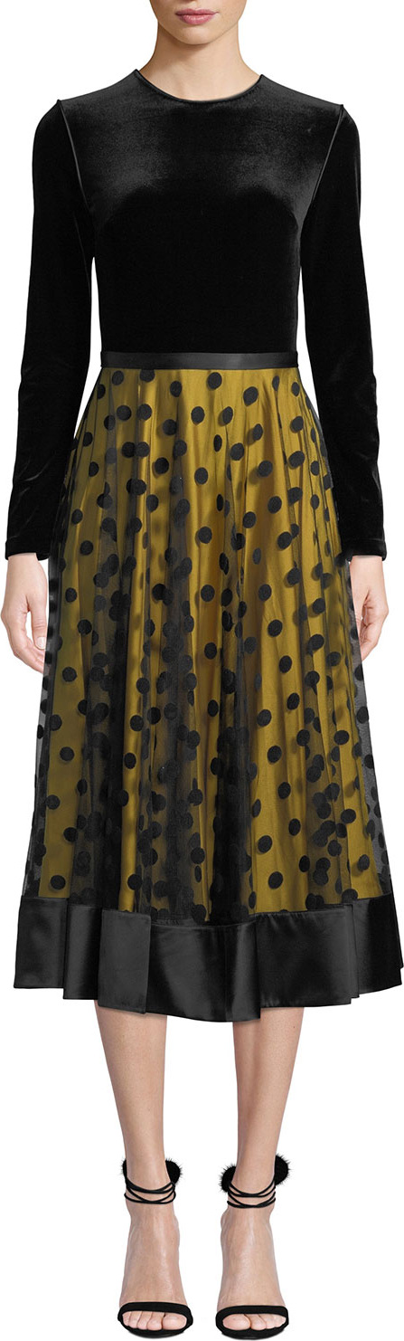 Catherine Deane Louisa Midi Dress w/ Velvet & Tulle
