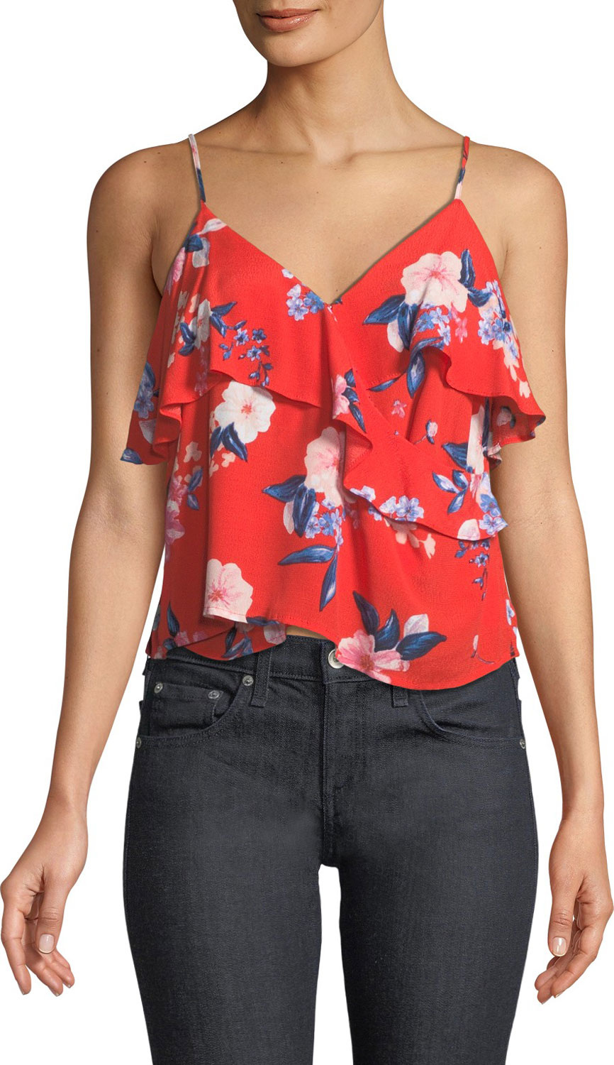cupcakes and cashmere Berkely V-Neck Floral-Print Ruffled Top