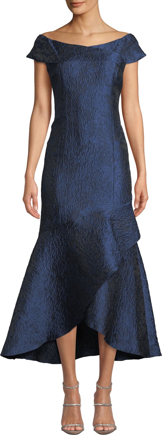 Shoshanna Trinity Jacquard High-Low Mermaid Gown
