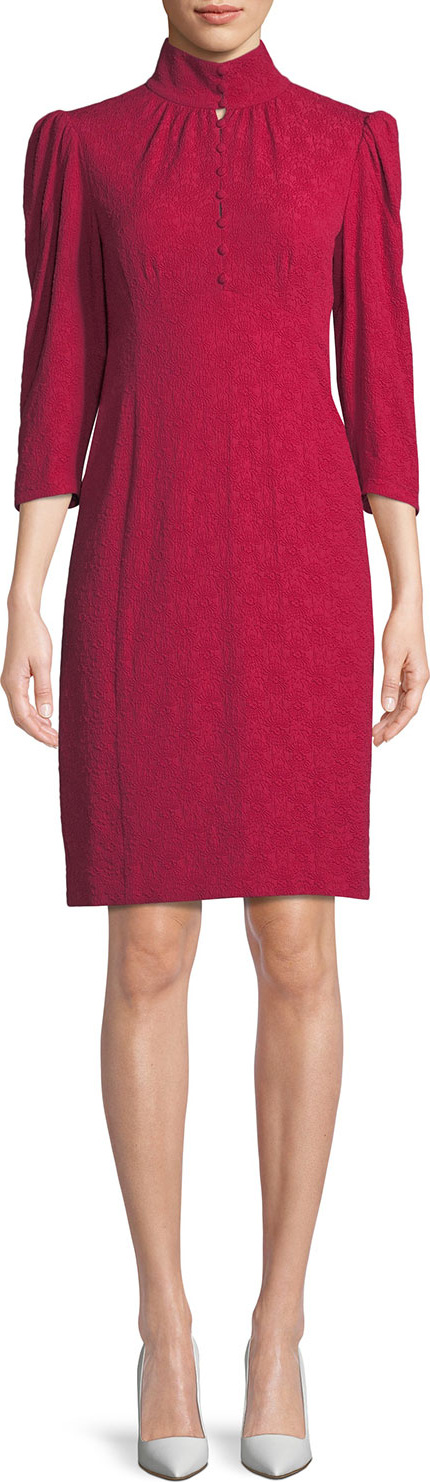 Nanette Lepore Mistress Mock-Neck Dress w/ Button Front