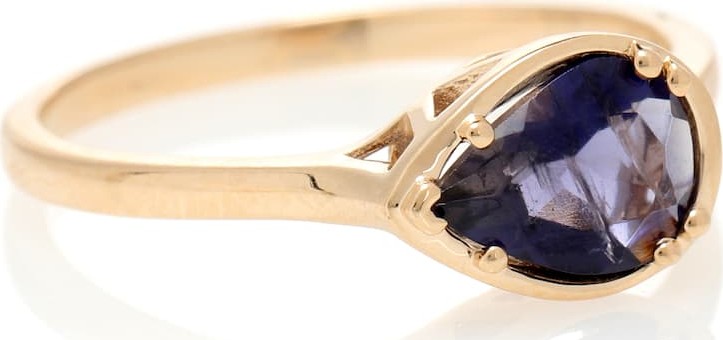 Anna Sheffield Petite Pear Luna 14kt gold and iolite ring