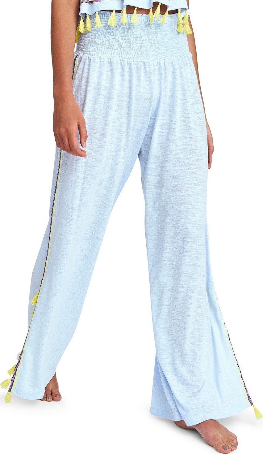 Pitusa Jasmine Smocked Tassel Coverup Pants