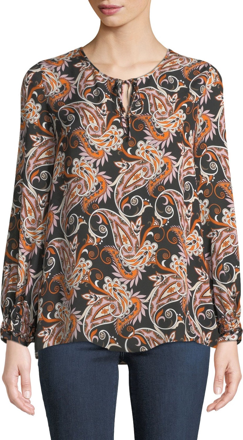 KOBI HALPERIN Malin Paisley-Print Tie-Neck Blouse