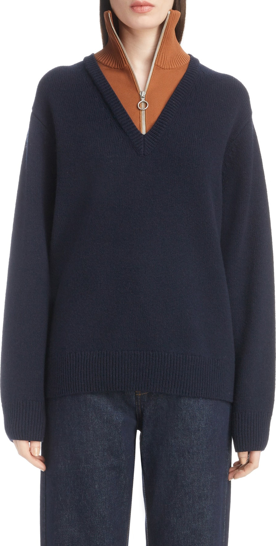 Dries Van Noten Inset Stretch Wool Sweater