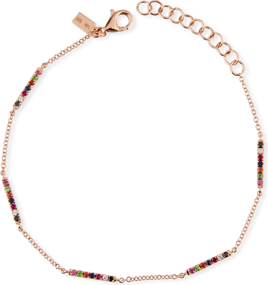 EF Collection 14k Rose Gold Rainbow Bar Bracelet