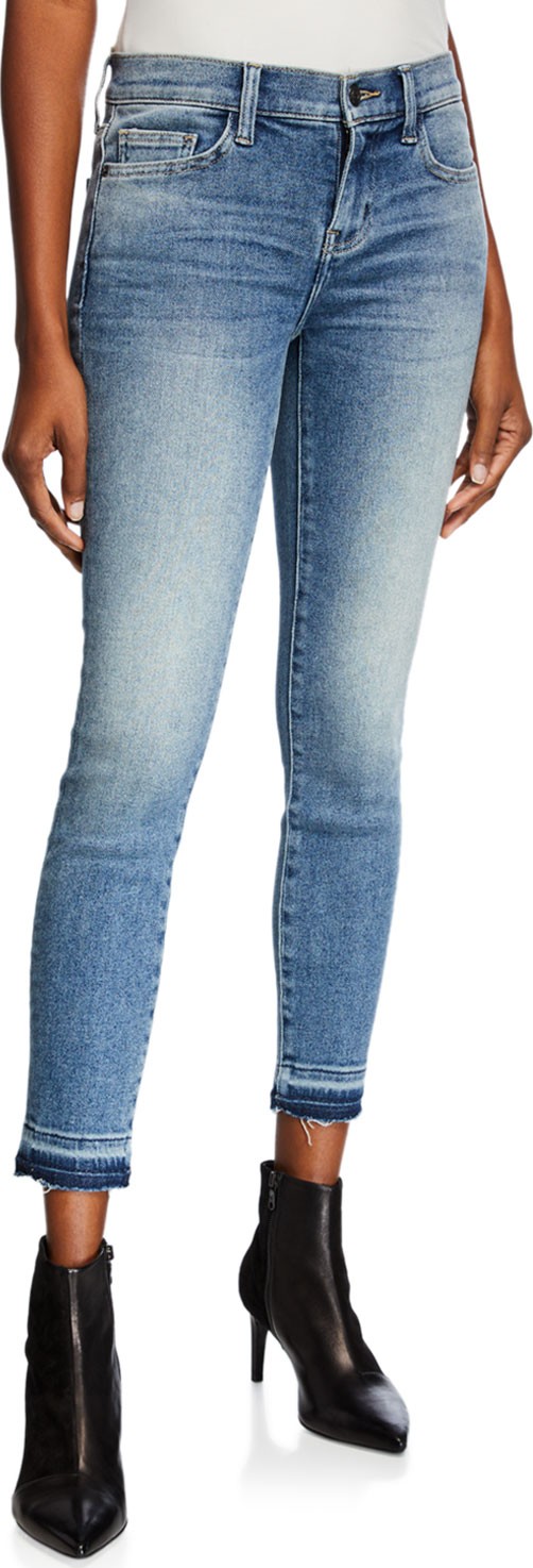 Current/Elliott The Stiletto Frayed-Hem Mid-Rise Jeans