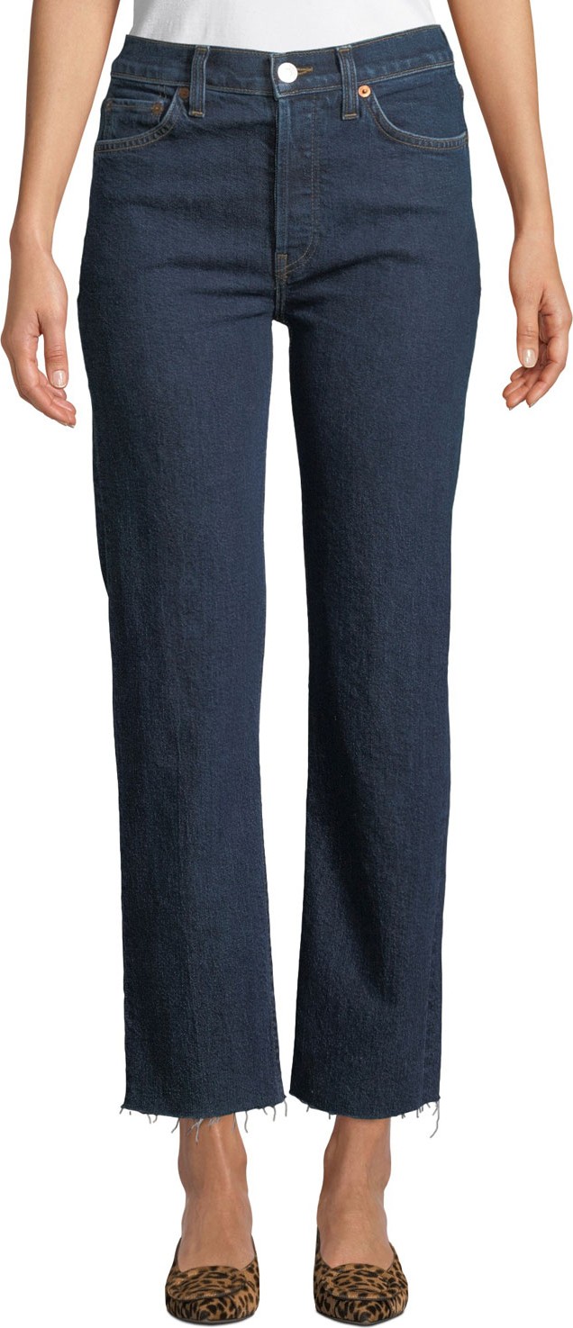 RE/DONE High-Rise Stovepipe Jeans with Raw-Edge Hem