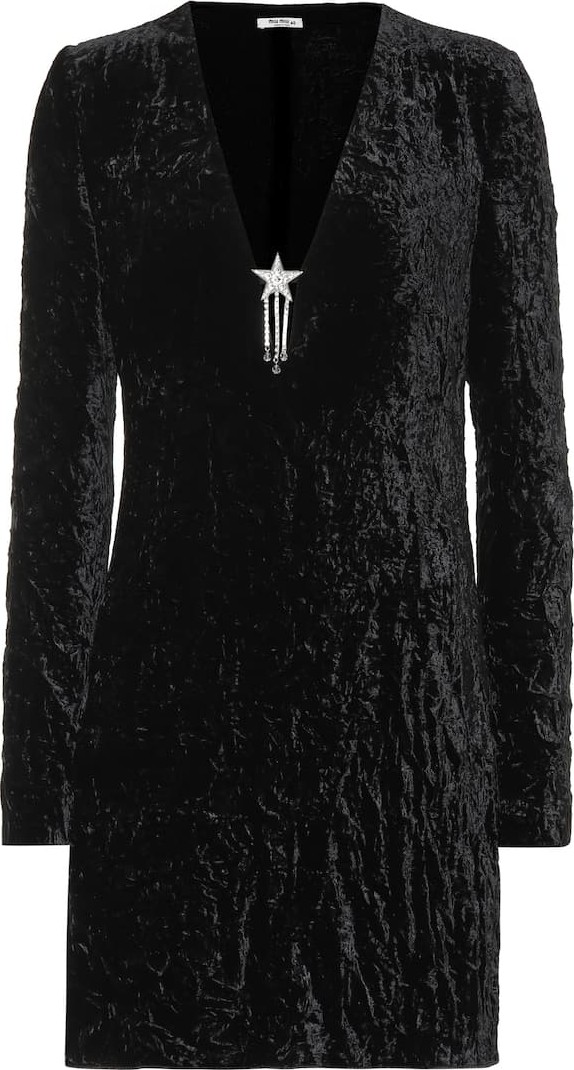Miu Miu Embellished velvet minidress