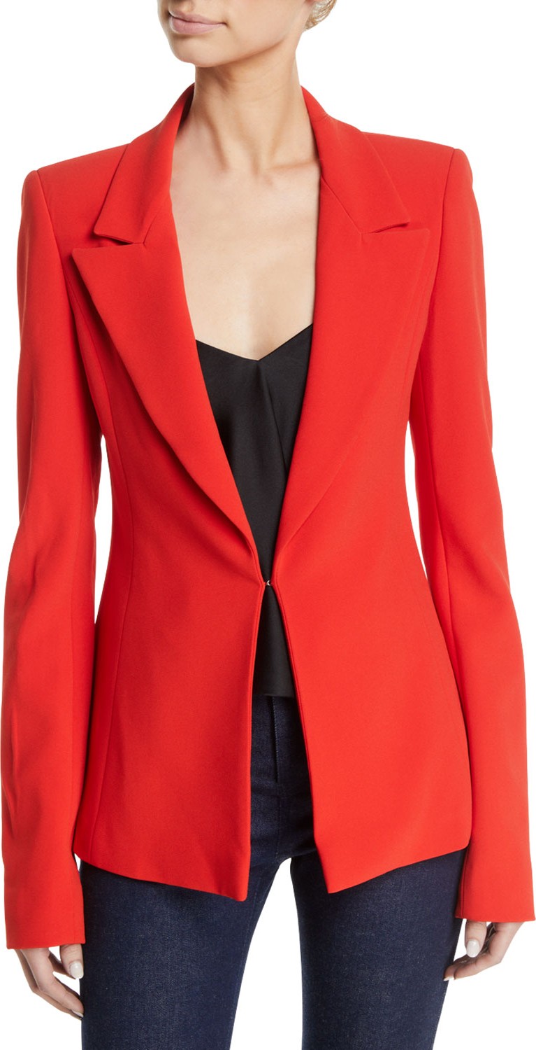 Brandon Maxwell Single-Breasted Notched-Lapel Crepe Blazer