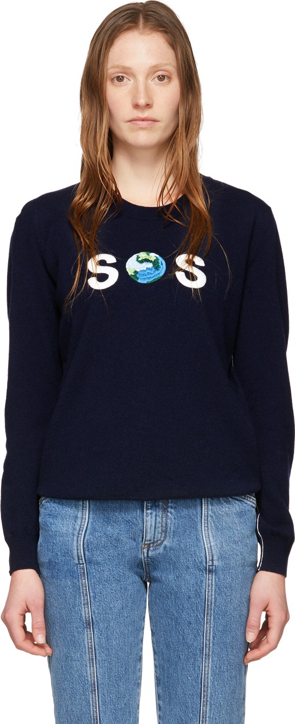 Stella McCartney Navy We Are The Weather 'SOS' Sweatshirt