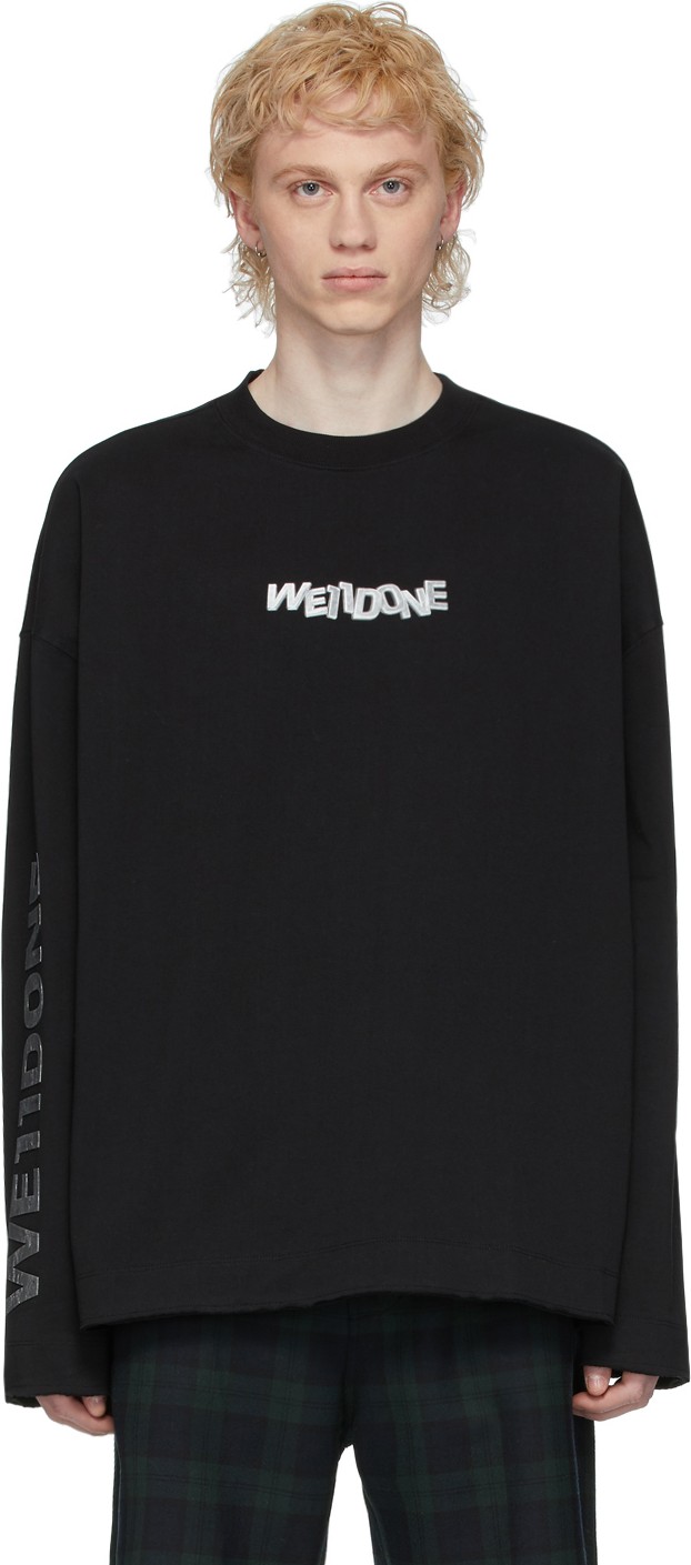 We11done Black Remake Logo Long Sleeve T-Shirt
