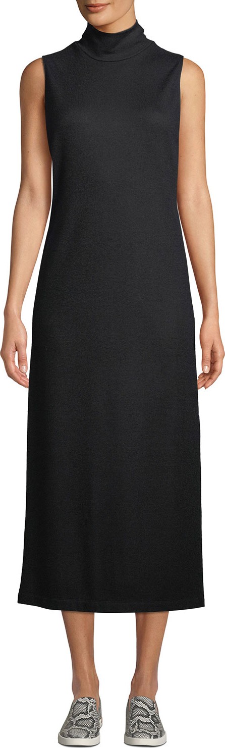 Vince Wool-Blend Sleeveless Turtleneck Long Dress