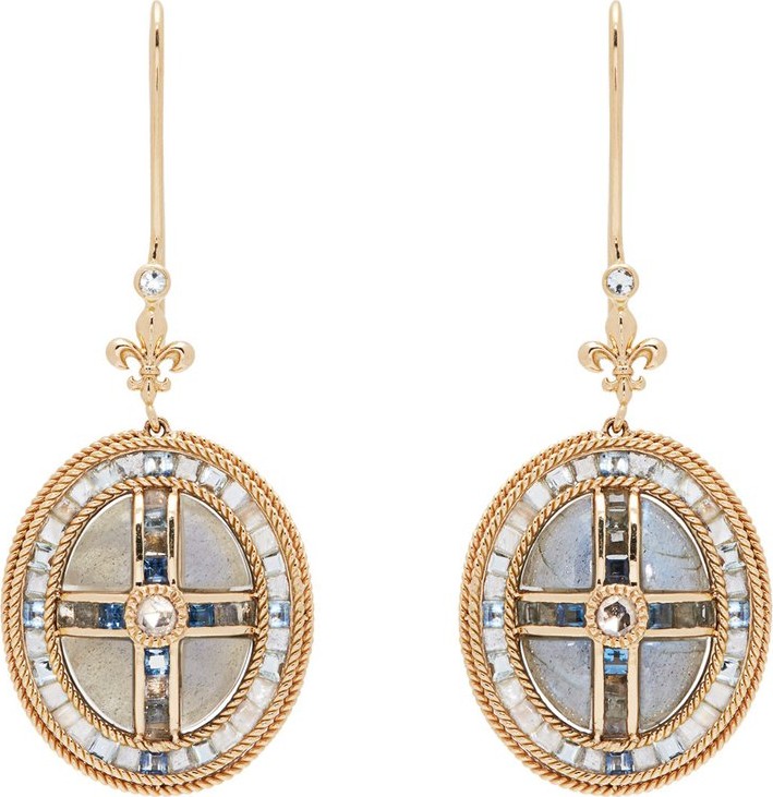 Jade Jagger Precious stone 18-karat cabochon cross earrings