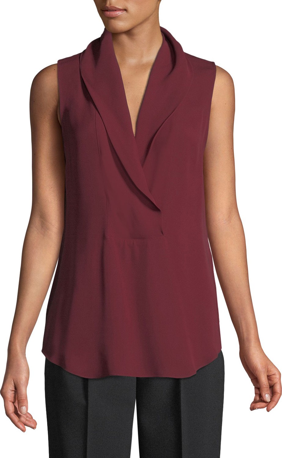 Theory Shawl-Collar Classic Silk Georgette Shell