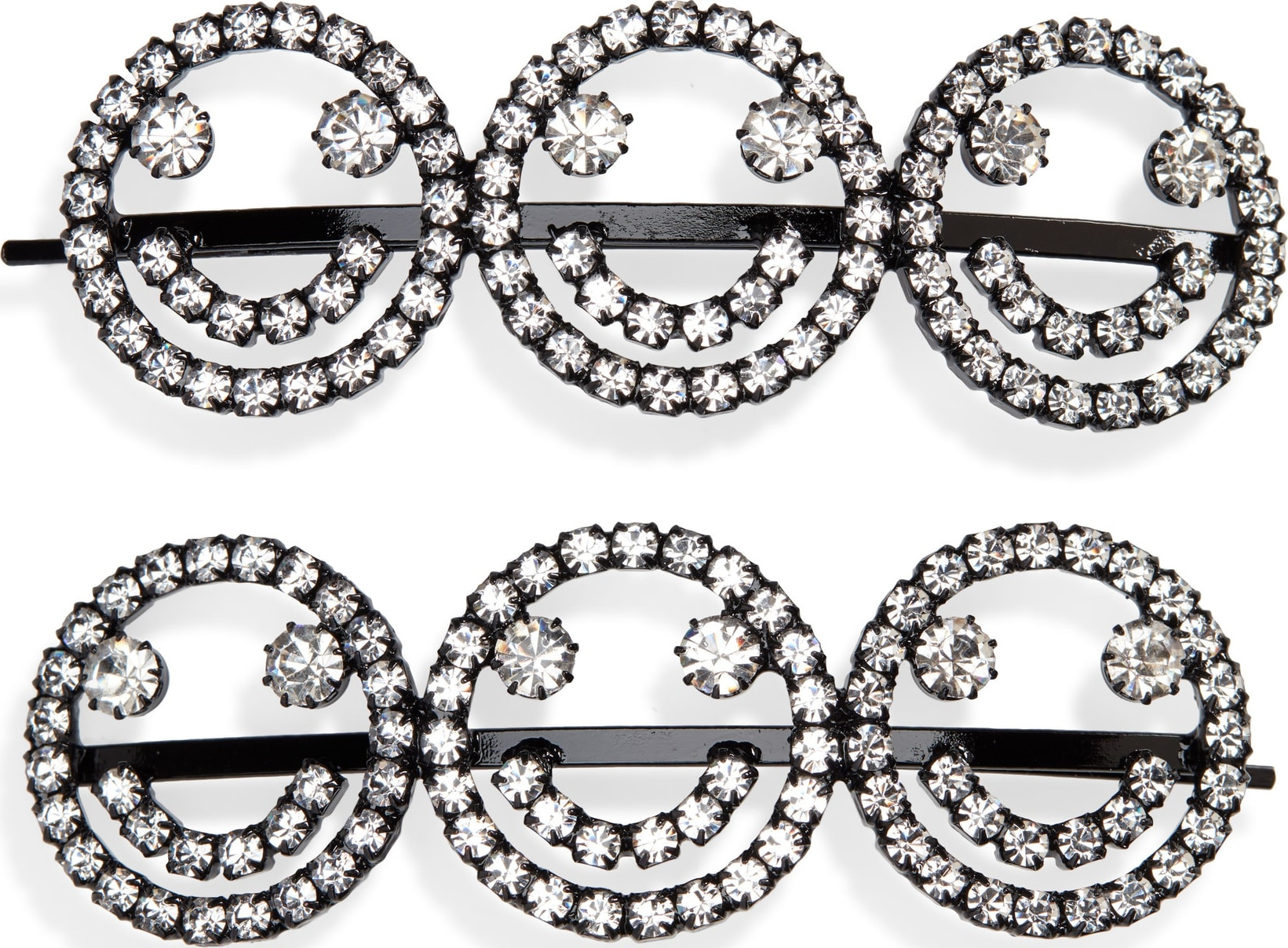 Ashley Williams Set of 2 Smiley Face Crystal Hairpins