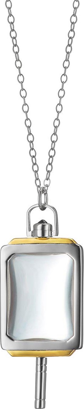 Monica Rich Kosann Silver & 18k Yellow Gold Rectangle Pocket Watch Key Pendant Necklace, 32"