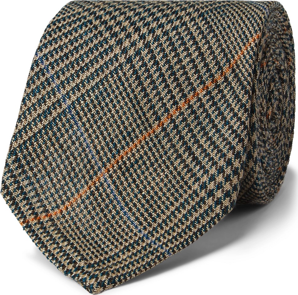 De Bonne Facture 7cm Prince of Wales Checked Linen Tie