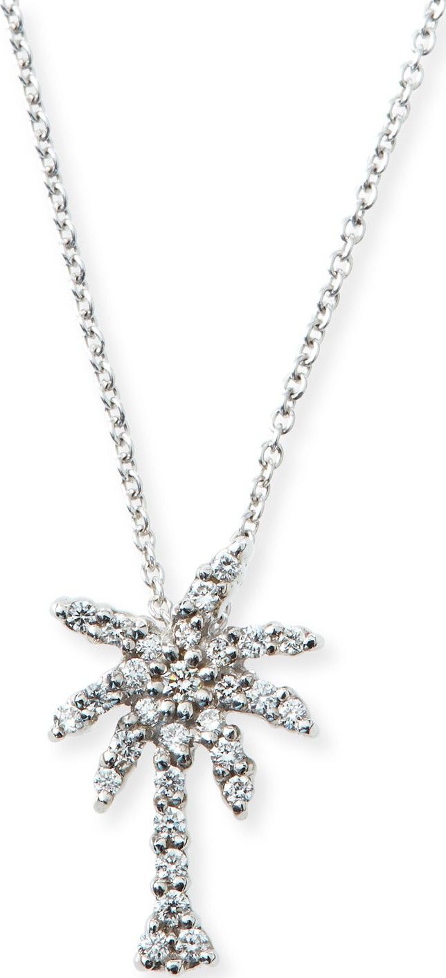 Roberto Coin 18k White Gold Diamond Palm Tree Pendant Necklace