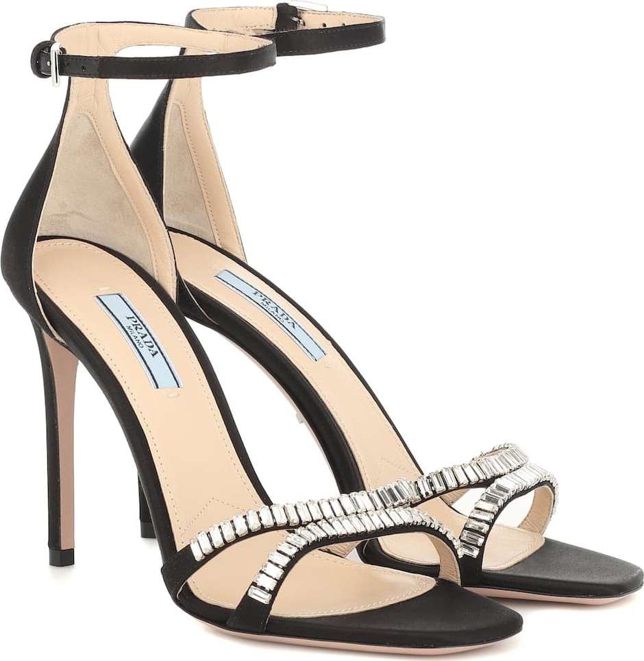 Prada Embellished satin sandals