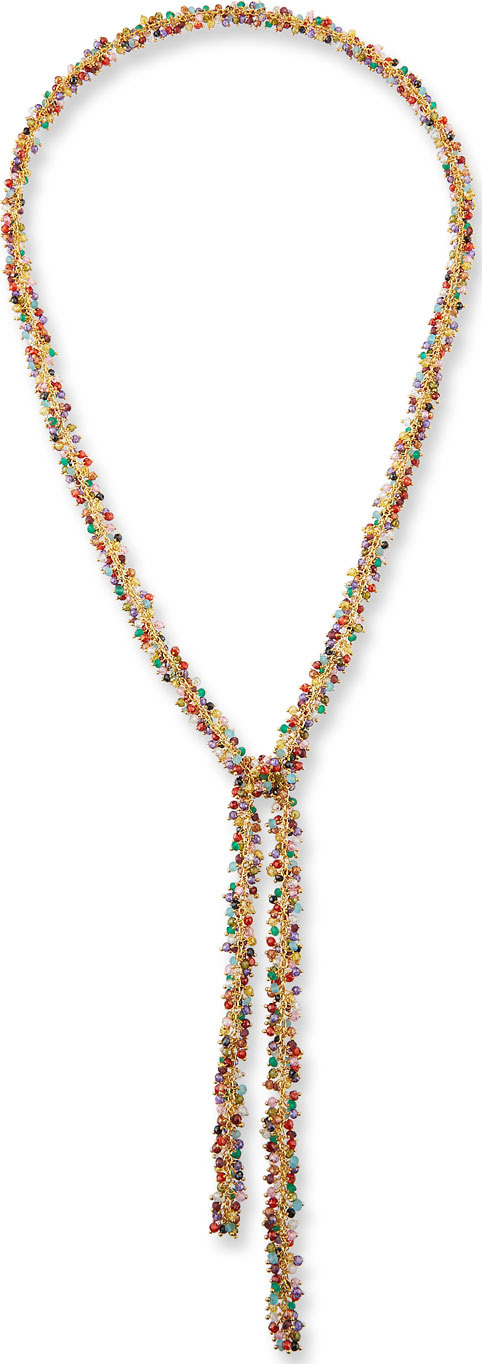 Margo Morrison Multi-Stone Cluster Lariat Necklace