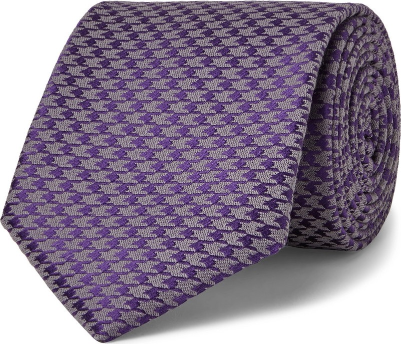 Charvet 7.5cm Houndstooth Silk and Wool-Blend Tie