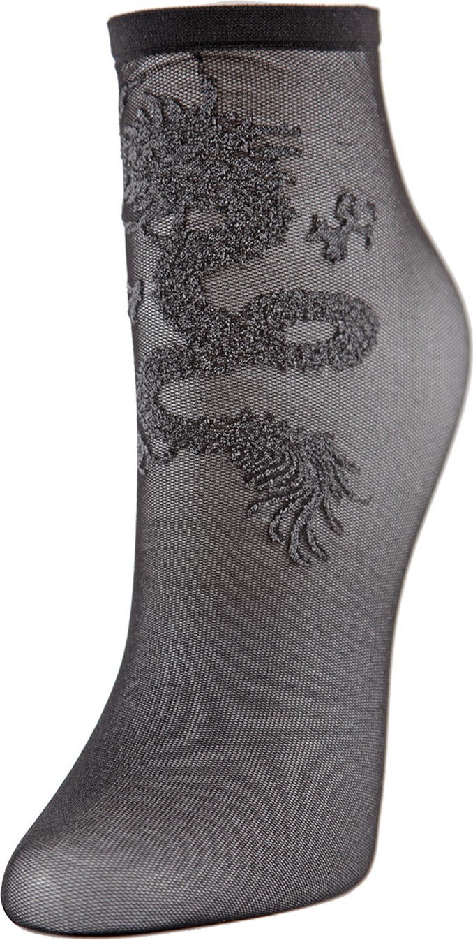 Natori Dragon-Embroidered Sheer Lace Ankle Socks