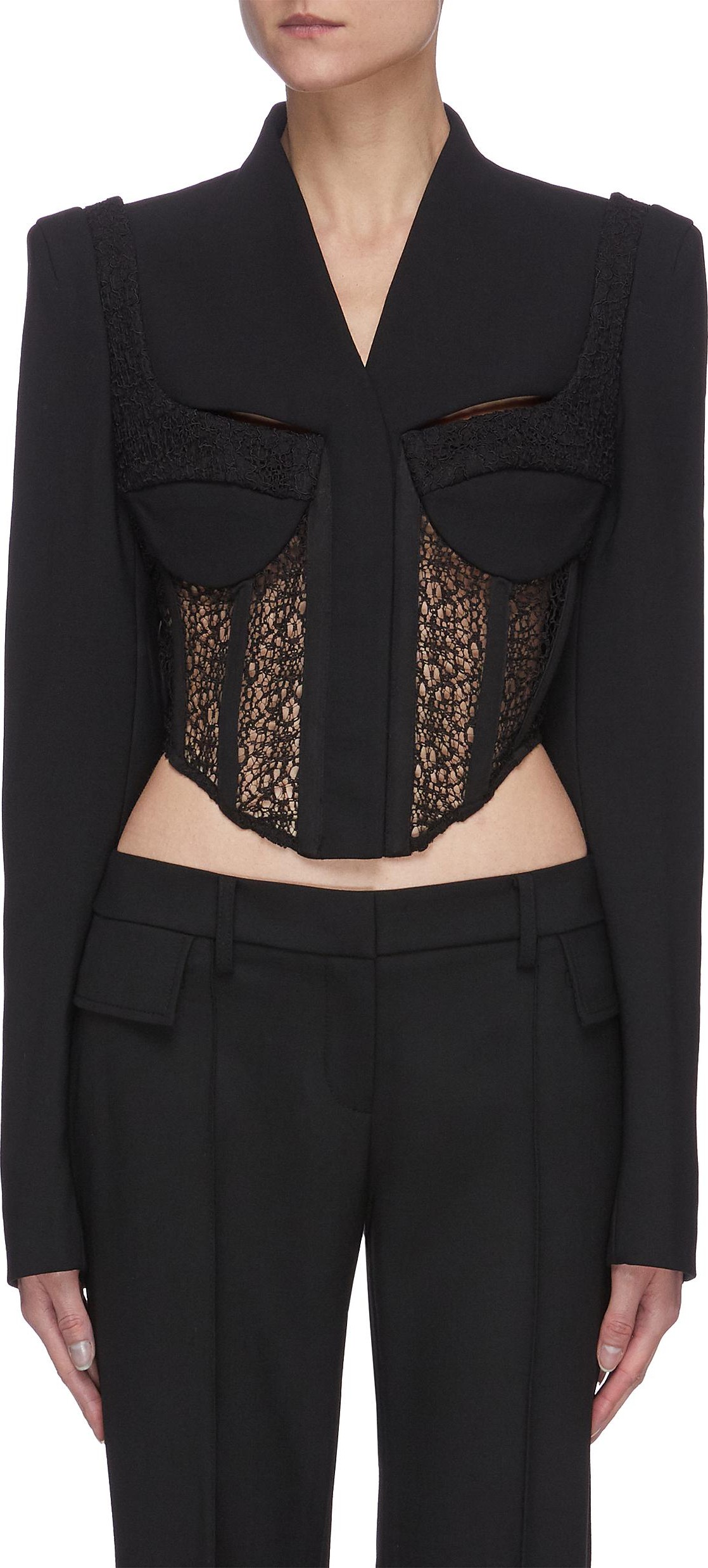 Dion Lee Lace corset tailored crop jacket