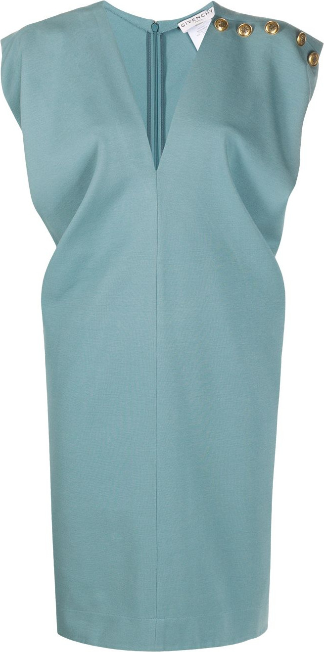 Givenchy - Decorative button V-neck dress