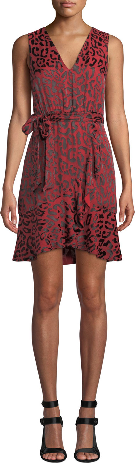 Alice + Olivia Brooks Short Leopard-Print Fit-Flare Dress