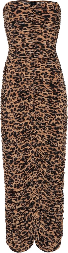 Norma Kamali Slinky leopard-print strapless dress