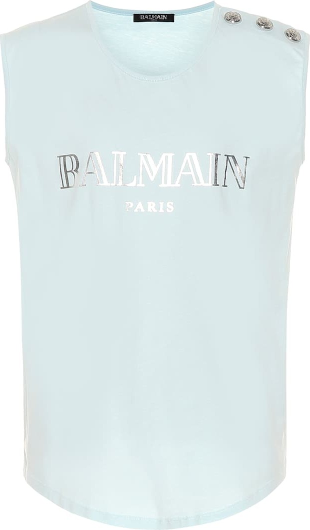 Balmain Sleeveless printed cotton T-shirt