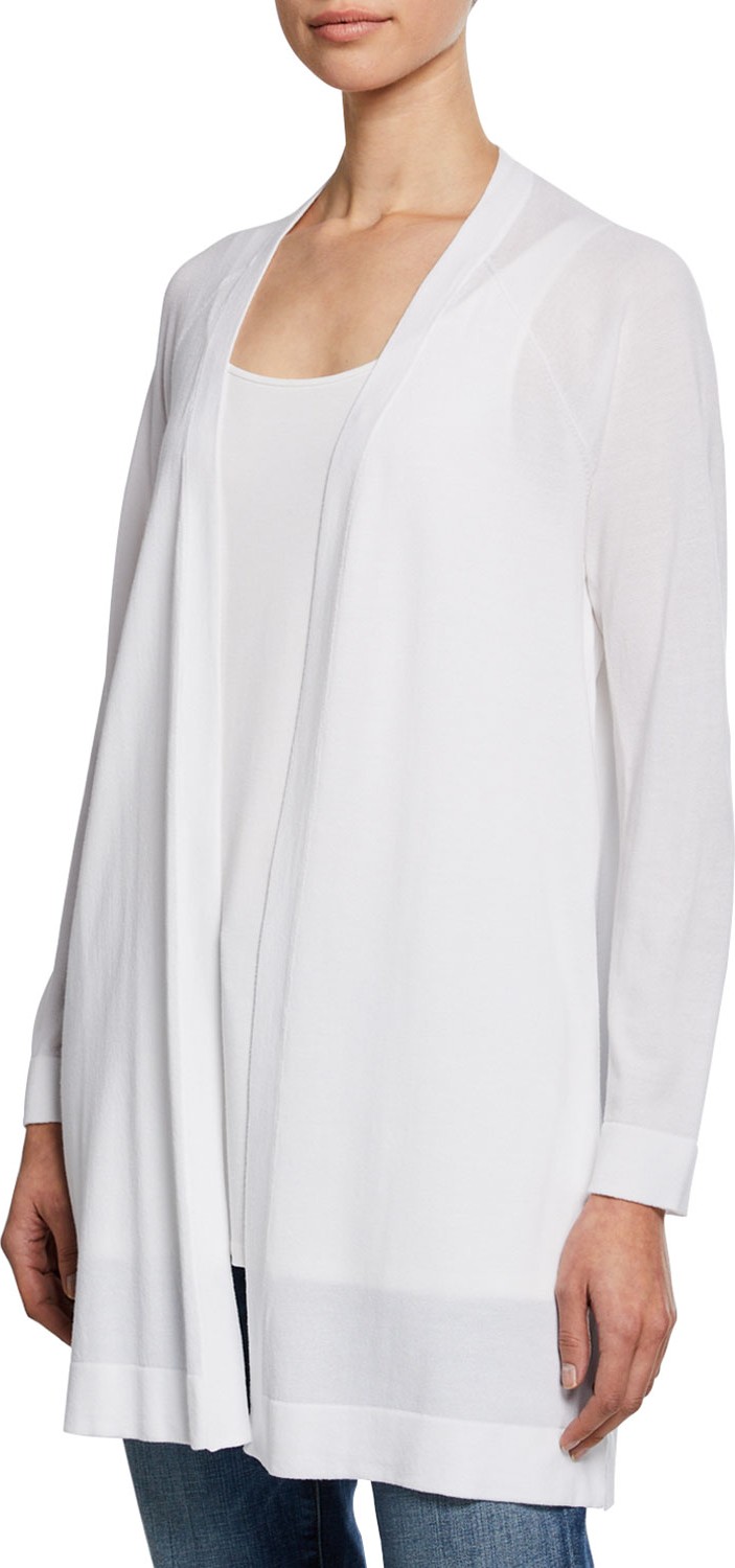 Eileen Fisher Open-Front Long Stretch-Knit Cardigan