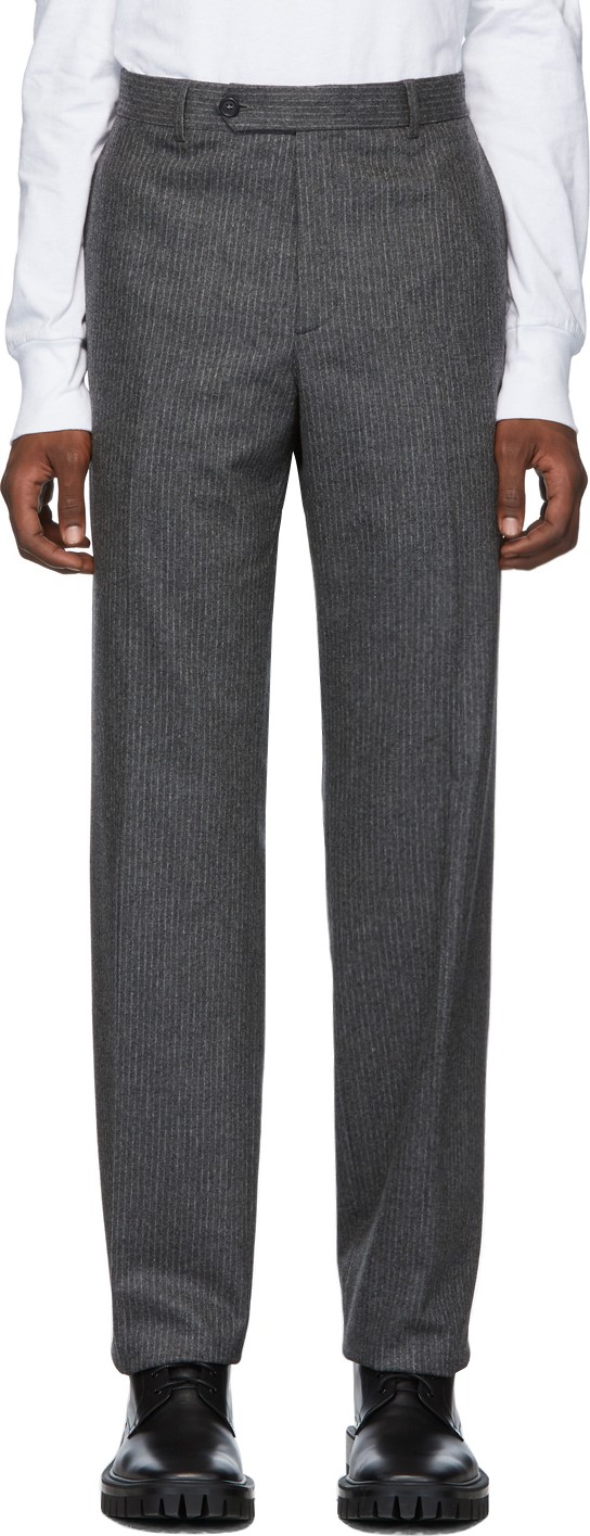 Helmut Lang Grey Flannel Pinstripe Trousers